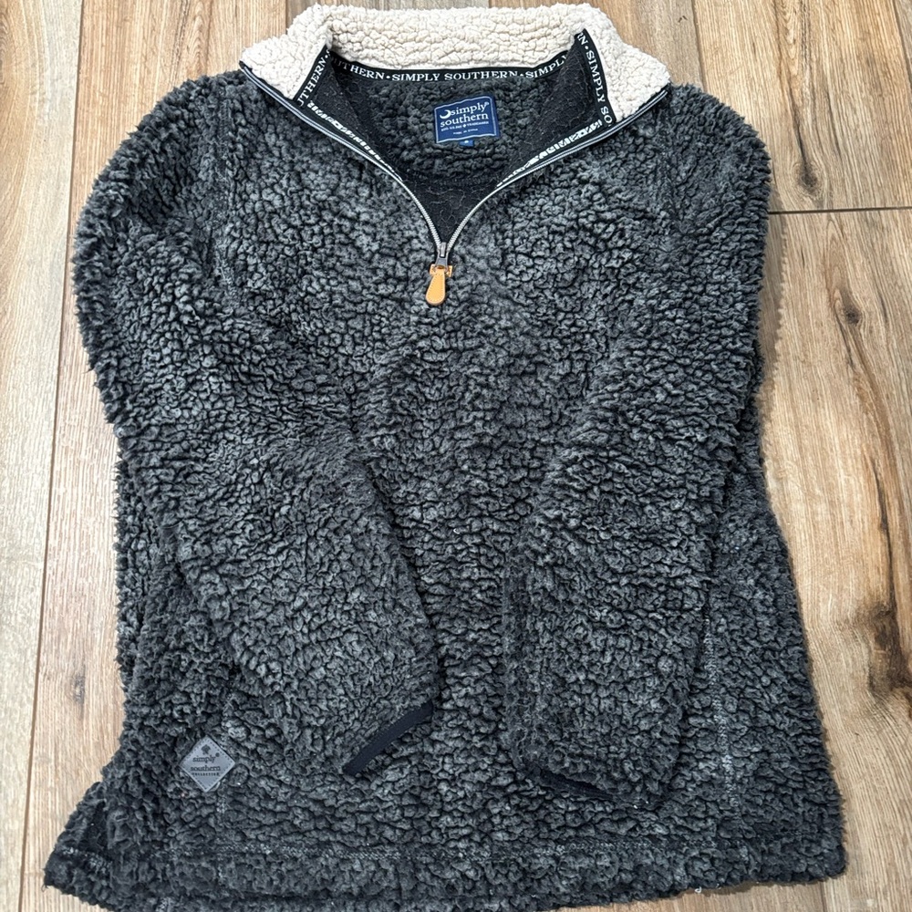 Simply Southern Cozy Gray Sherpa Pullover